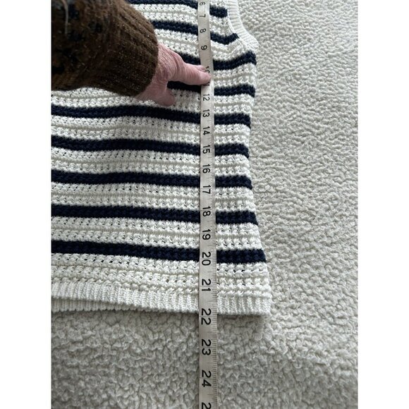 Madewell Portman Crochet Tank Top Knit Crewneck Boho Ivory/Navy Racerback Sz XXS - Picture 8 of 9